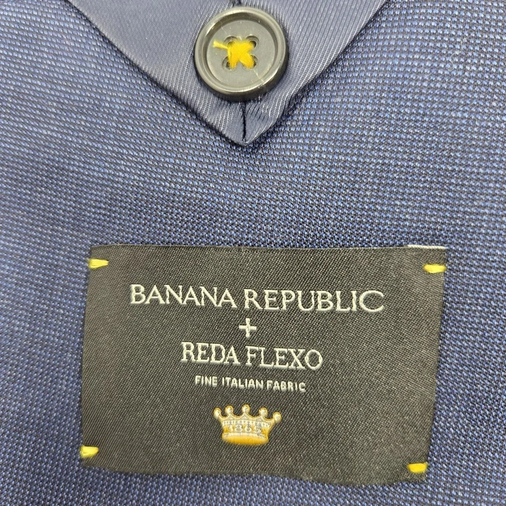 Banana Republic Reda Flexo Blazer Sport Coat Men 46R Tailored Slim Blue Nailhead